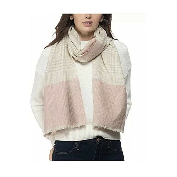 NWT INC International Concepts‎ Women's Plaid Colorblock Scarf Blush One Size - Picture 1 of 3
